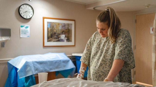 A pregnant woman in labour.