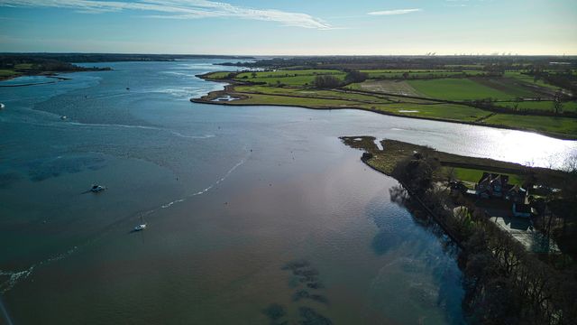Birds eye view of open estuarine waters