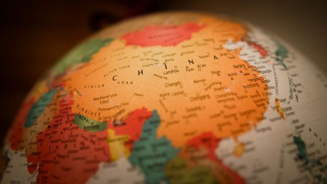 A globe showing China and other East Asian countries.