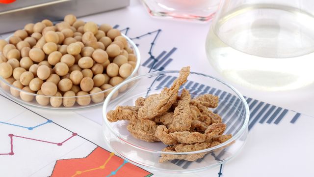 Some food samples sat in dishes on top of graph results