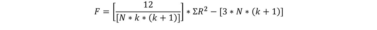 The Friedman test formula. The Friedman test formula.
