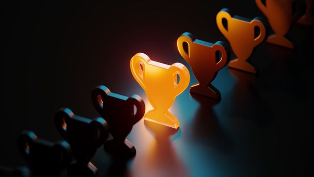 A glowing gold trophy.
