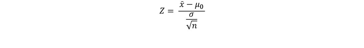 The one-sample z test formula The one-sample z test formula