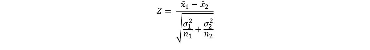 The two-sample z test formula. The two-sample z test formula.